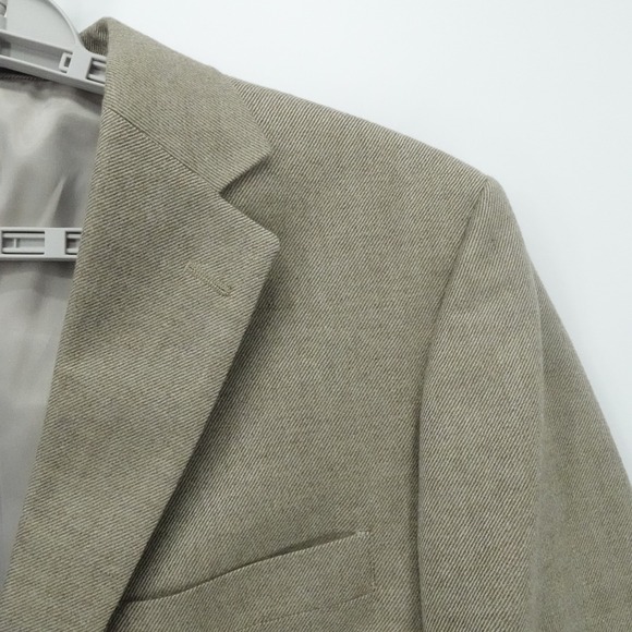 Hart Schaffner Marx Blazer Men 46R Beige Loro Pinana Twill Cashmere Business USA